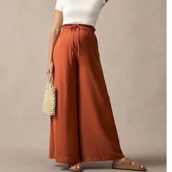 Maternity High Waisted Drawstring Wide leg Pants - Picture 10 of 10